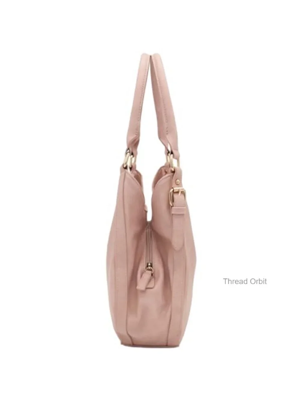 Faux Leather 3 Compartment Hobo Bag with Gold Tone Hardware